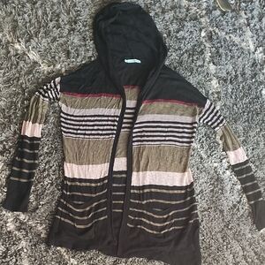 Maurices Multicolor Striped Hooded Cardigan